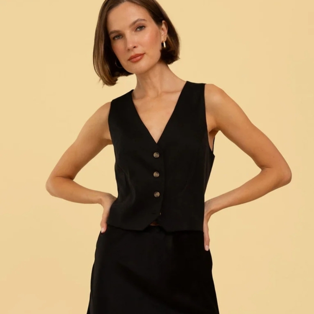 Whimsy + Row Black Bowei Vest Sz XS